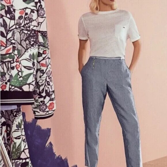 BNWT Ted Baker London Side Panel Linen Trousers - Picture 1 of 16